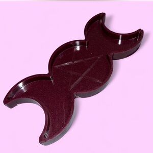 Deep Purple Triple Moon Decorative Pentagram Resin Trinket Tray
